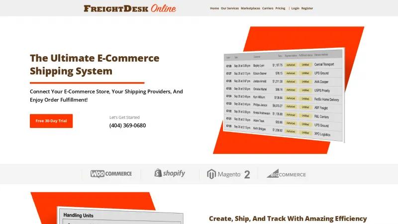 Homepage of FreightDesk Online