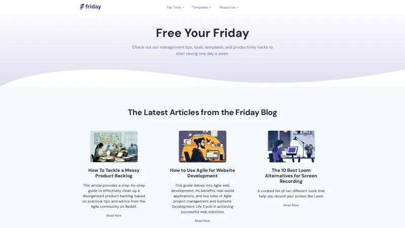 Homepage of Friday