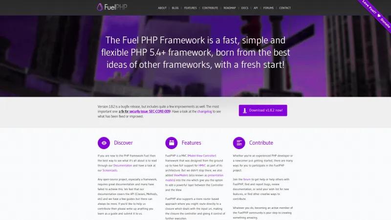 Homepage of FuelPHP