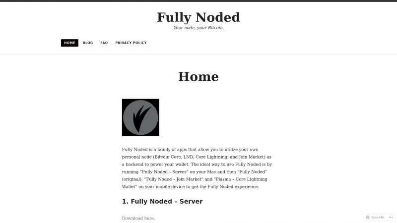 Homepage of Fully Noded