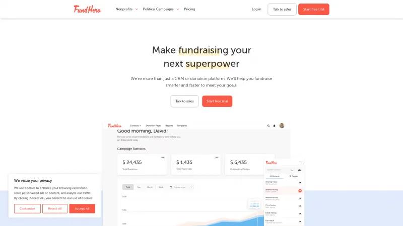 Homepage of FundHero