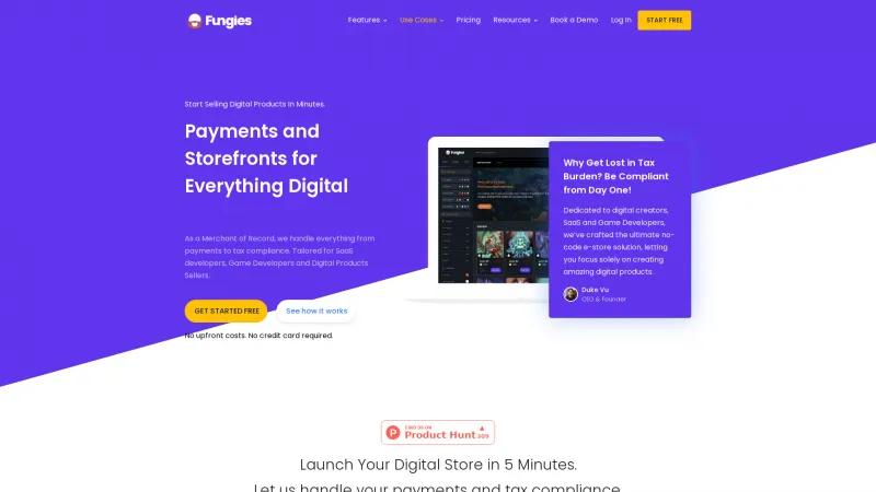 Homepage of Fungies