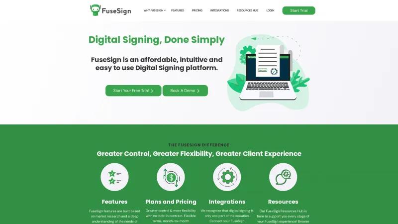 Homepage of FuseSign