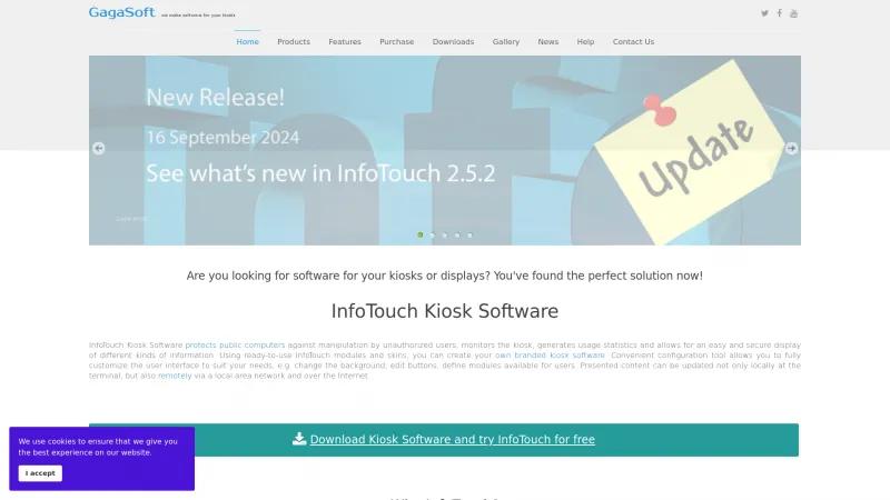 Homepage of InfoTouch Kiosk Software