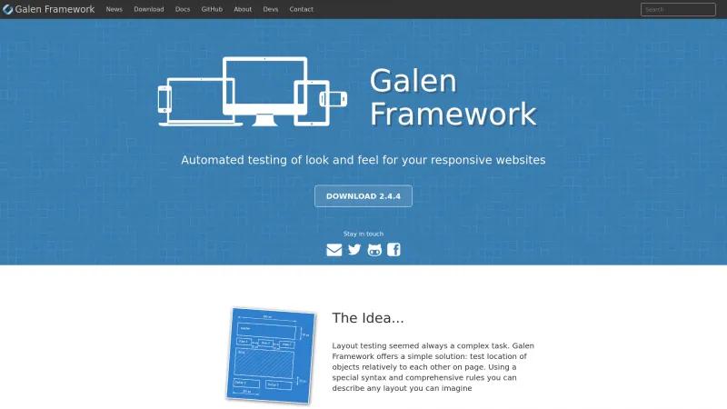 Homepage of Galen Framework