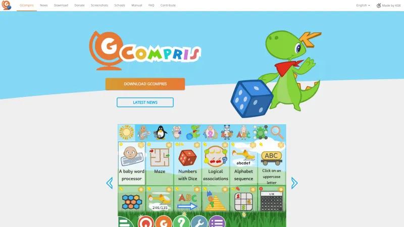 Homepage of GCompris