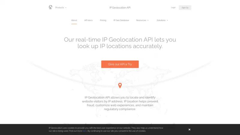 Homepage of IP Geolocation API