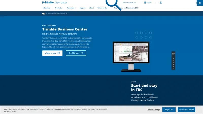 Homepage of Trimble Business Center