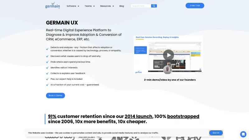 Homepage of Germain UX