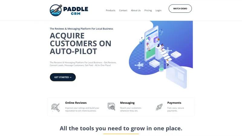 Homepage of Paddle CRM