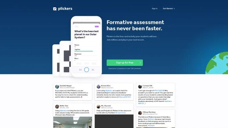 Homepage of Plickers