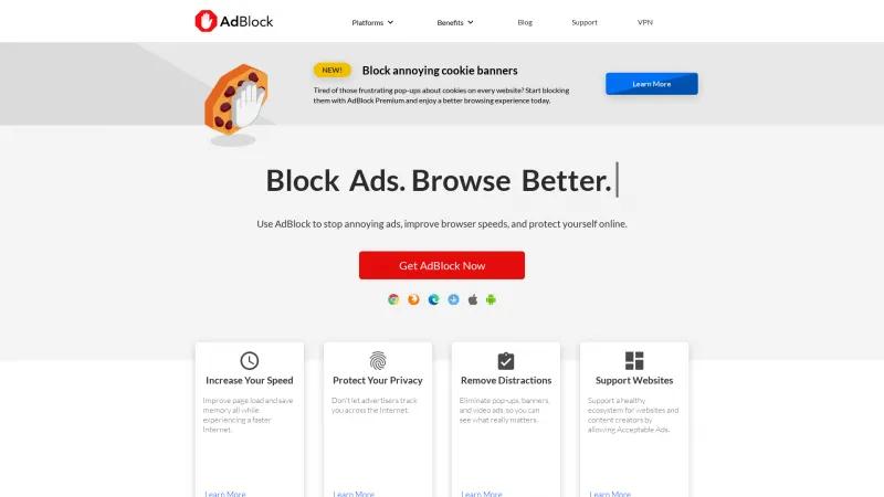 Homepage of AdBlock