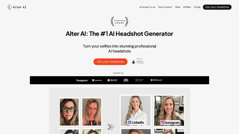 Homepage of Alter AI