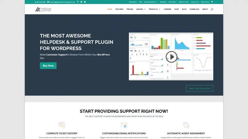 Homepage of Awesome Support