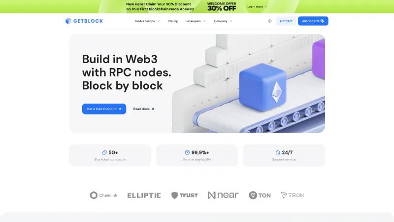 Homepage of GetBlock