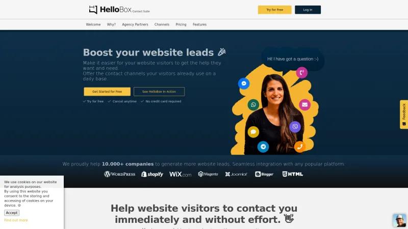 Homepage of HelloBox