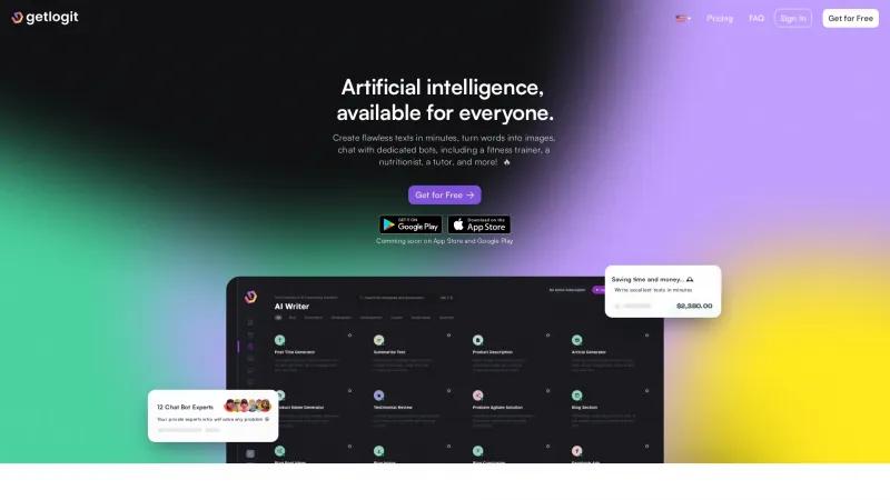 Homepage of GetLogit