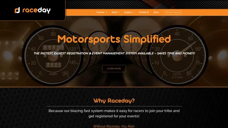 Homepage of Raceday