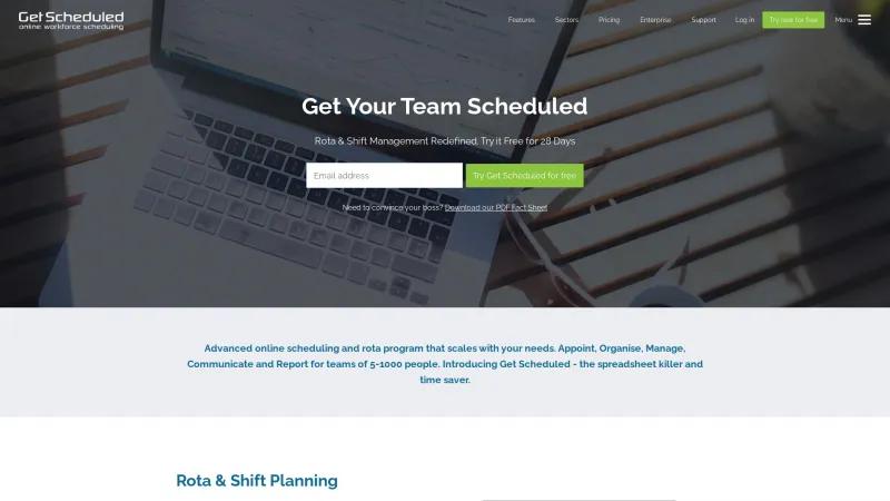 Homepage of Get Scheduled