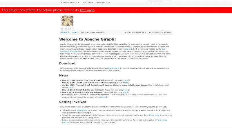 Homepage of Apache Giraph