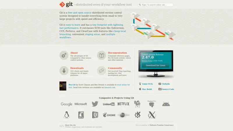 Homepage of Git