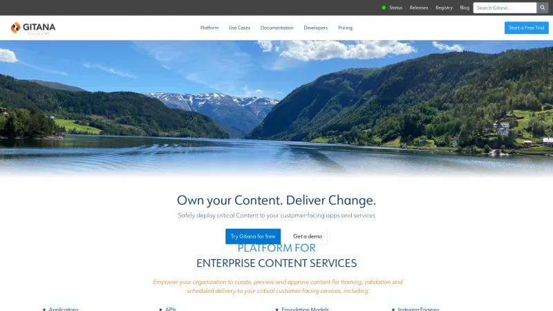 Homepage of Gitana Cloud CMS