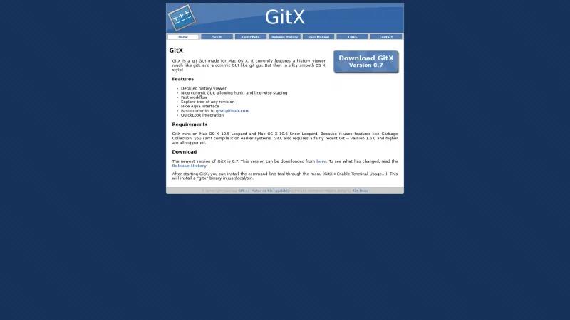 Homepage of GitX