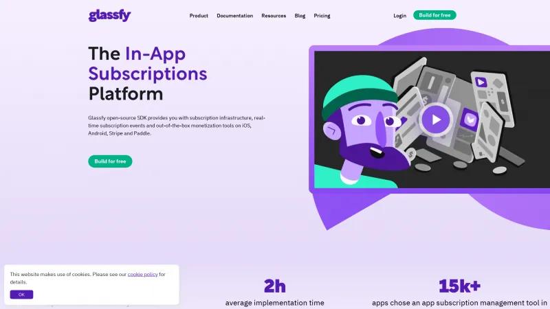 Homepage of Glassfy