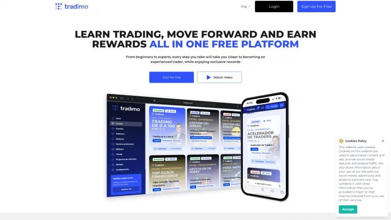 Homepage of Tradimo