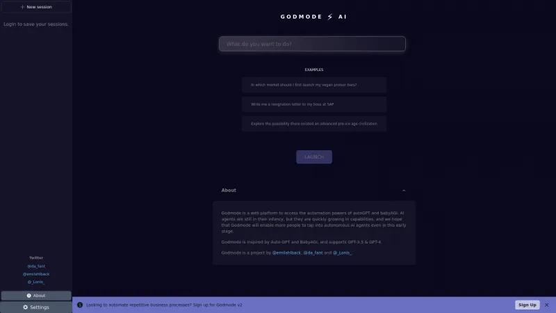 Homepage of Godmode