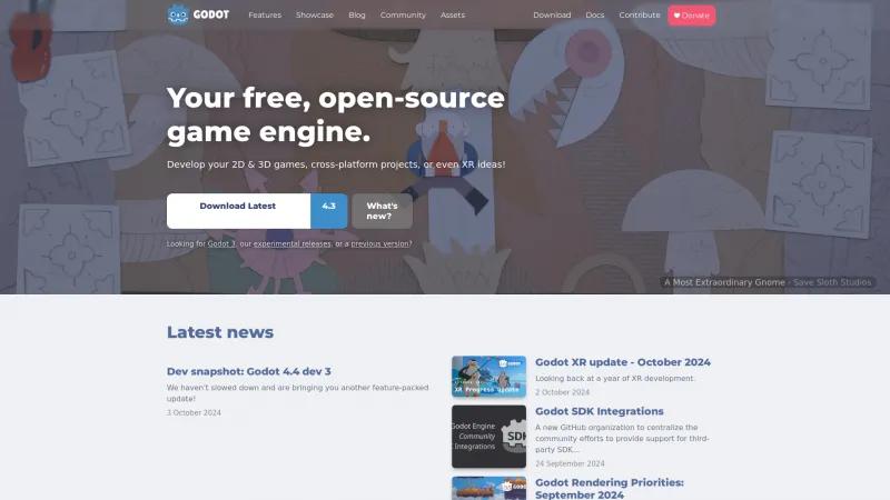 Homepage of Godot