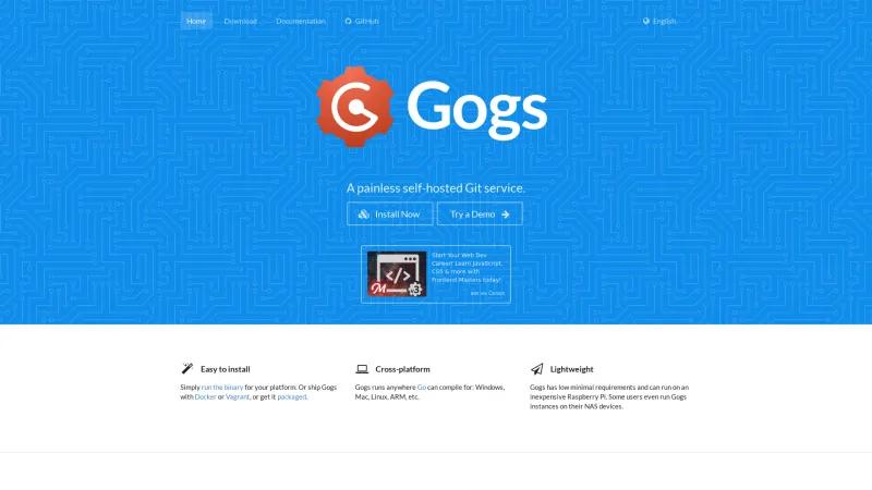 Homepage of Gogs