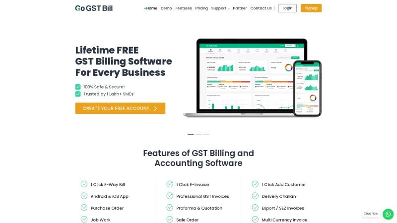 Homepage of GoGSTBill