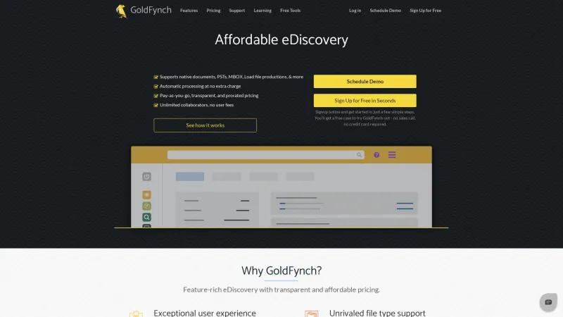 Homepage of GoldFynch