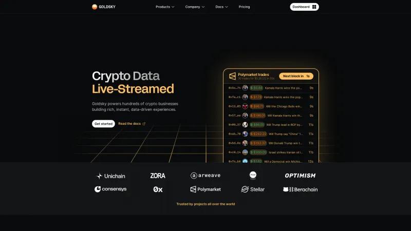 Homepage of Goldsky