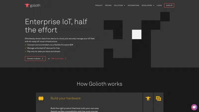 Homepage of Golioth