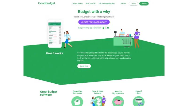 Homepage of Goodbudget