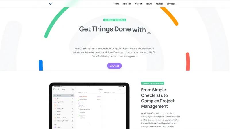 Homepage of GoodTask