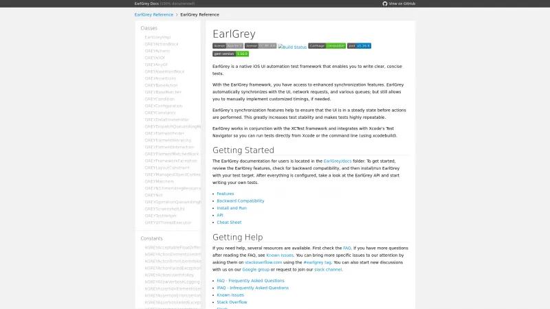 Homepage of EarlGrey