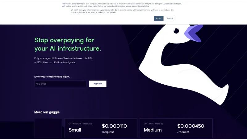 Homepage of GooseAI