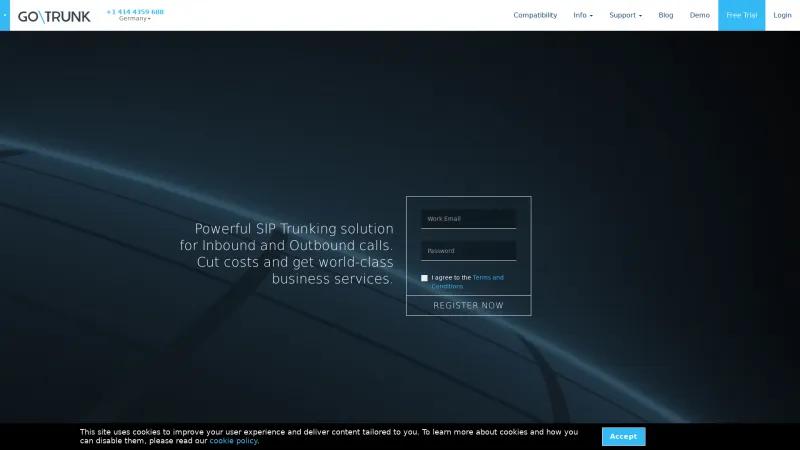 Homepage of GoTrunk