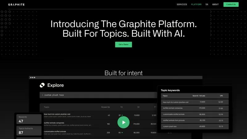 Homepage of Graphite Platform