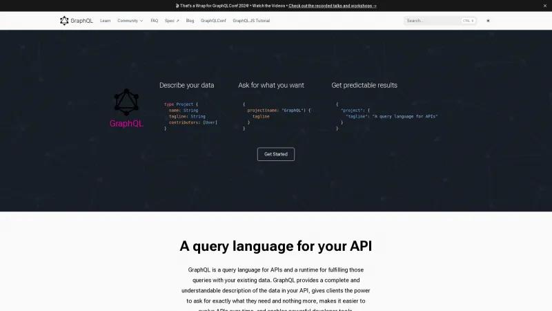 Homepage of GraphQL