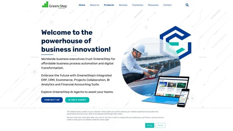 Homepage of Greenestep ERP