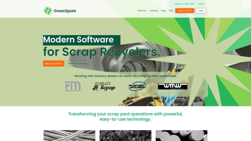 Homepage of GreenSpark