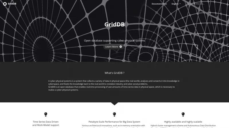 Homepage of GridDB