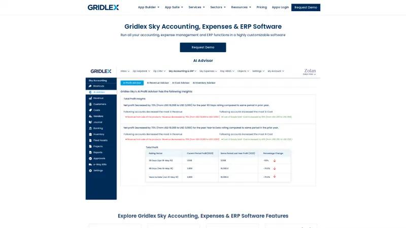 Homepage of Gridlex Sky