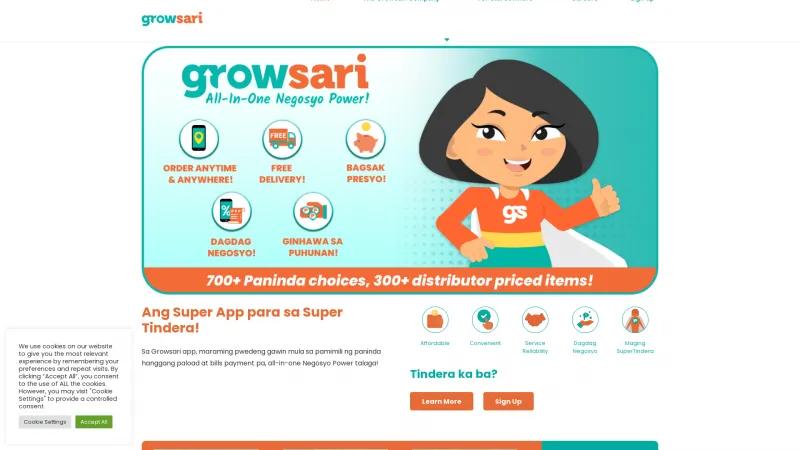 Homepage of Growsari