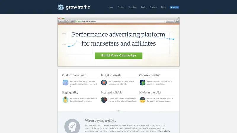 Homepage of Growtraffic