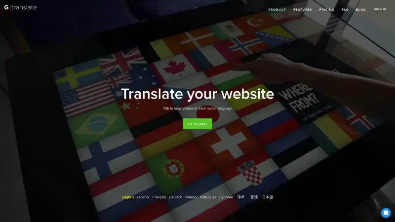 Homepage of GTranslate